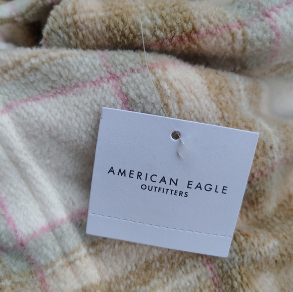 New! American Eagle Oversized Plaid Shacket XL – Cozy Classic Fleece - Picture 7 of 12